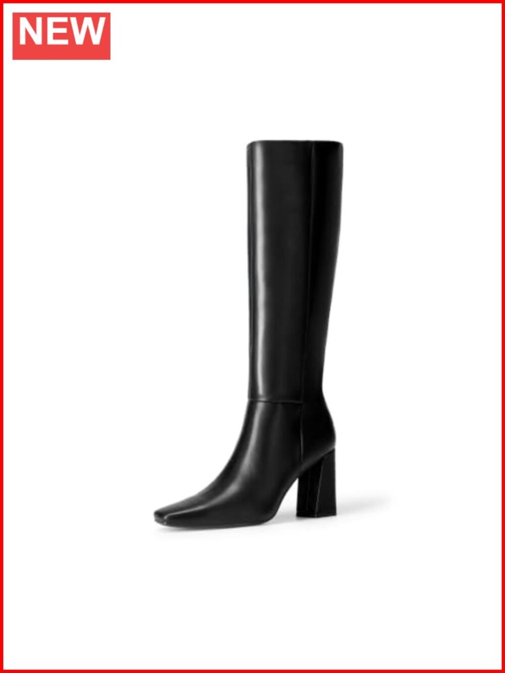 Womens Knee High Square Toe Block Heel Boots Faux Leather Side Zip Tall Boots